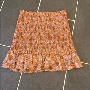 Veronica Beard Floral Smocked Skirt - Orange